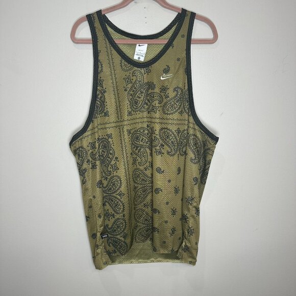 Nike Dri-Fit KD Mesh Tank Top Easy Green Black Jersey Men's Size Large Bandana - Picture 1 of 10